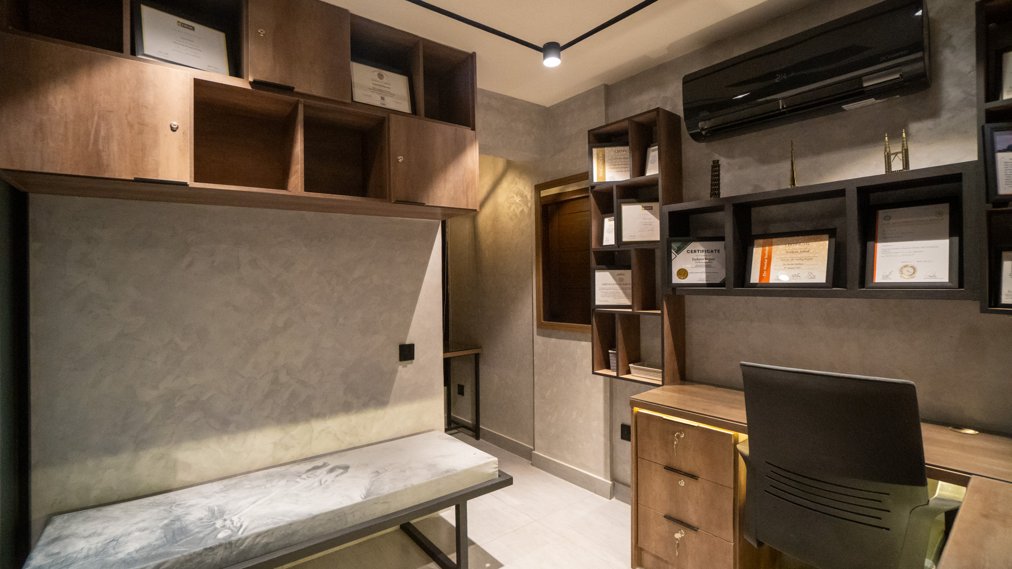 Executive meeting room wrapped in glass and greenery