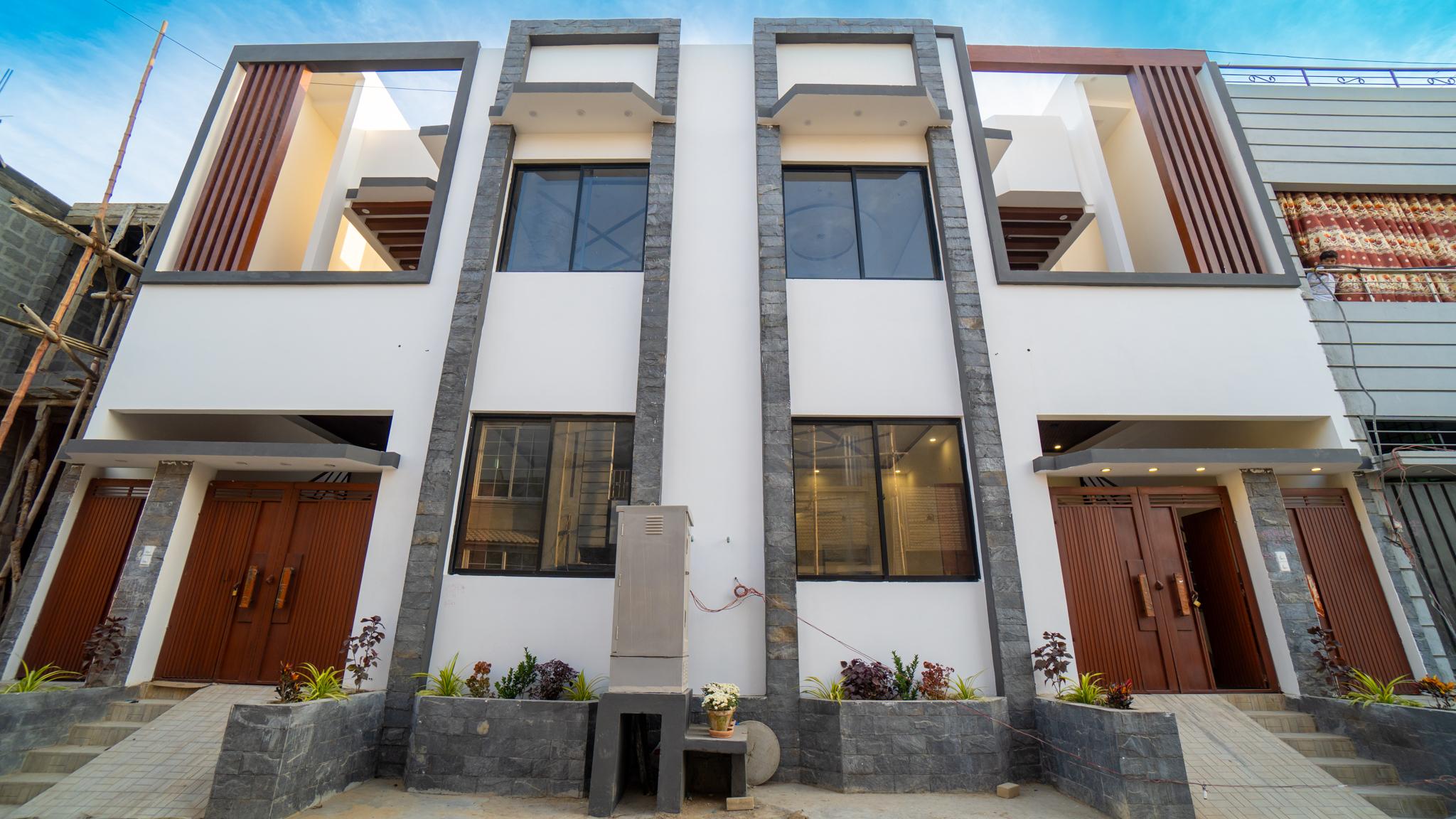 Villas exterior shaded by mature trees